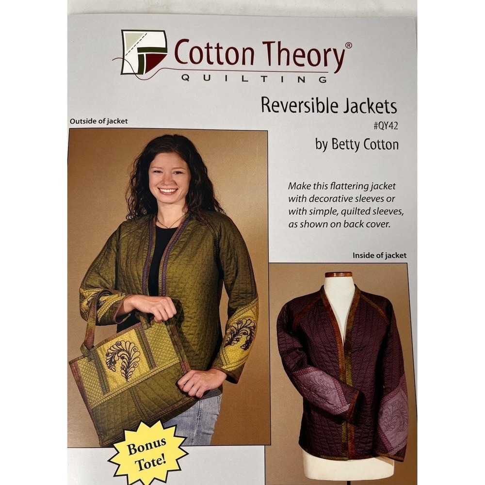 Cotton‎ Theory Quilting Reversible Jackets #QY42 Paperback 5 Sizes Uncut Pattern